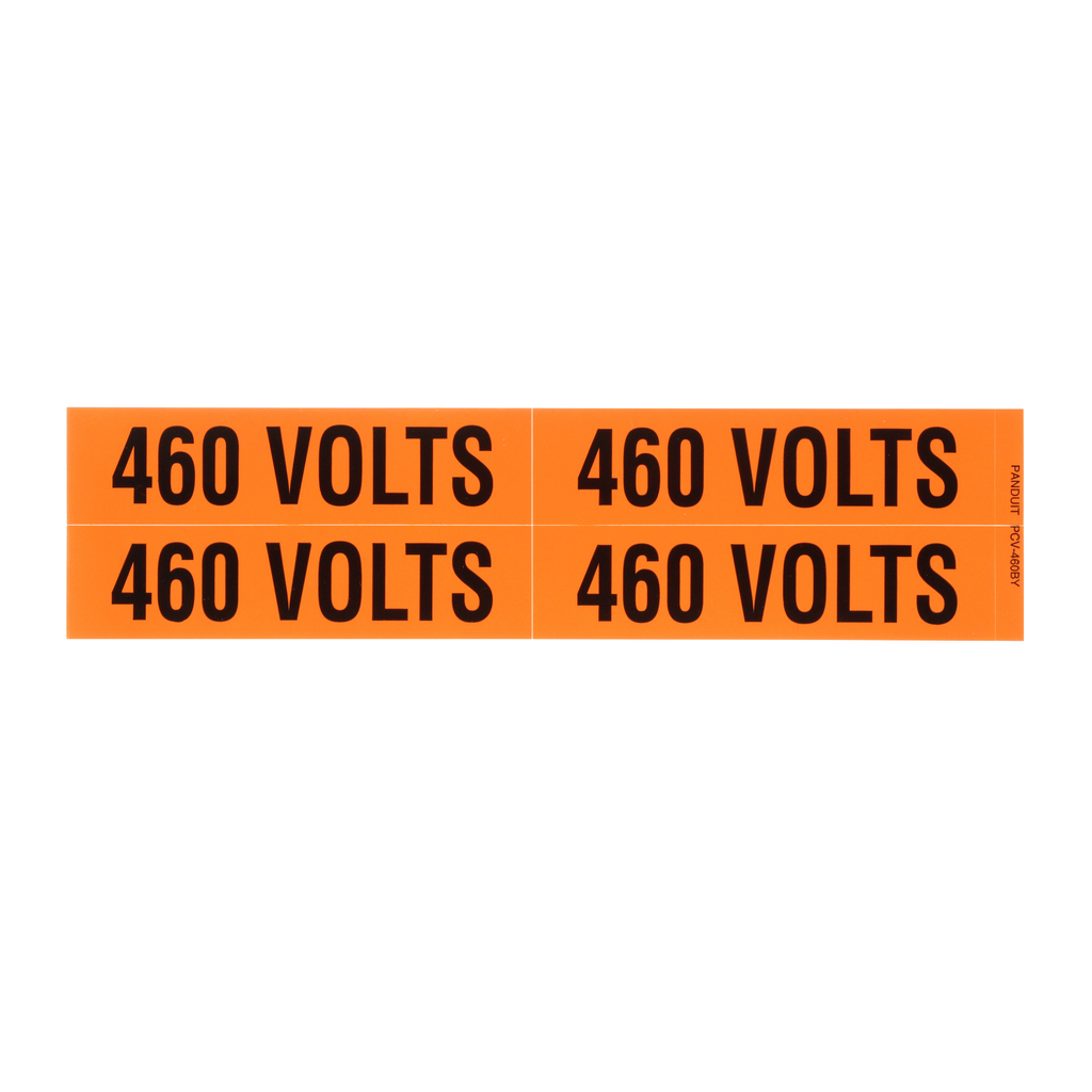 Panduit PCV-460BY 1.13 x 4.5 Inch Black/Orange Vinyl Legend 460 Volts Voltage Marker Panduit PCV-460BY 1.13 x 4.5 Inch Black/Orange Vinyl Legend 460 Volts Voltage Marker