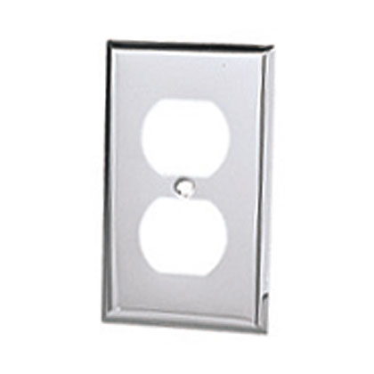 Product image for Panduit WPS-20 Stainless Steel Single Gang 106 Duplex Screw-on Faceplate, Covers One Nema Standard 106 Duplex Electrical Outlet Orange One Standard 106 Communication Module Frame.