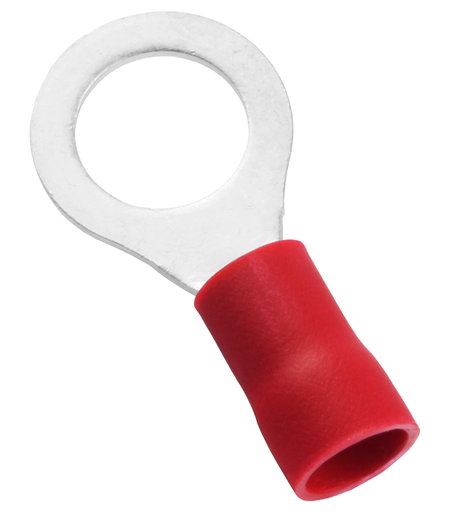 Product image for Panduit EV8-12R-Q Ring Terminal, vinyl insul, 8 AWG, 1/2 Stud Size