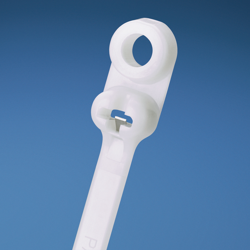 Dome-Top® barb ty clamp tie, standard cross section, #10 (M5) screw, 12.5 (318mm) length, nylon 6.6, natural.