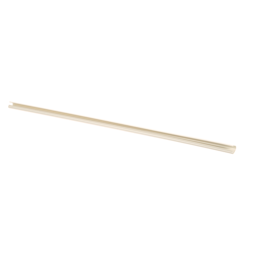 The one-piece LD3 low-voltage latching single-channel surface raceway is supplied with pre-applied adhesive-backed tape. It is off white and made of PVC. It measures 6' (1.8m) long and 0.77" (19.6mm) wide. It comes in 6 foot sections.