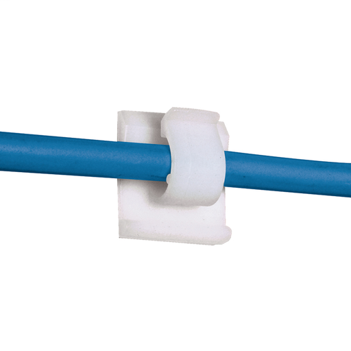 Adhesive backed cord clip, high temp, .19" (4.8mm) bundle, natural, standard package.