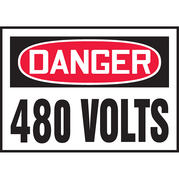 Product image for Panduit PVS0305D3175 Safety Label, 3.50" x 5.00", DANGER 480 VOLTS, Outdoor Durability 2 years