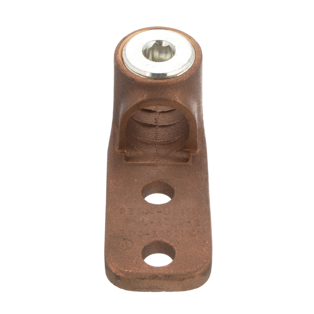 Product image for Panduit PNL-1000-2-3 Two-hole, Copper, Single Barrel, Straight Tongue Lug, 500 - 1000 Kcmil, 1/2 (12.7mm) Stud Hole.