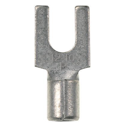 Product image for Panduit E10-8FB-Q Fork Terminal, Non-Insulated, 12 - 10 AWG, #8 Stud Size