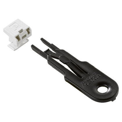 The LC Lock-In Duplex Clip allows connectors to be locked into or released from adapters in modules, FAPs, cassettes, or patch panels for enhanced physical security.