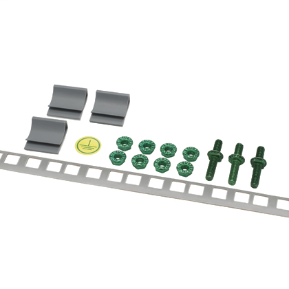 The RGS134B-1 Grounding Strip bonds up to 45 RU per Rack with Threaded Rail Fastenters with an EIA Universal Mounting Hole Pattern. Engineered to Comply with US and International Grounding Requirements.