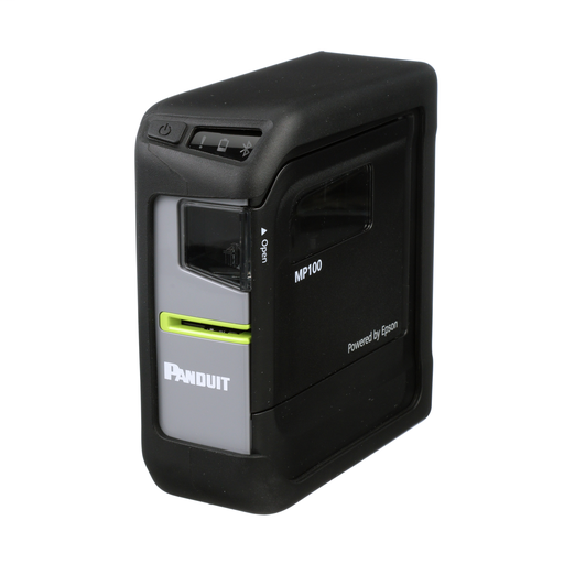 Includes MP100 Printer with Protective Impact Bumper, 1 Cassette of T100X000VPM-BK, USB Cable, and Power Adapter (MP100-AC). For use in North America