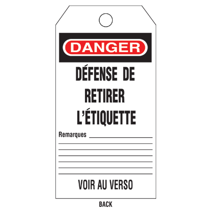 Write-on safety tag, 3.00" W x 5.75" H, danger header, 'Do not open valve..' (legend), semi-rigid vinyl, red and black/white, 25 tags and ties/package.