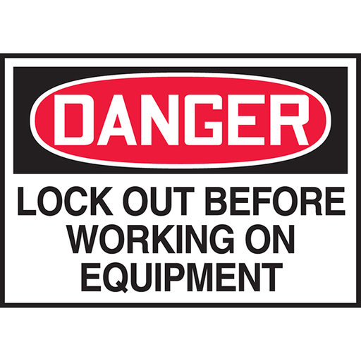 Safety Label, 3.50" x 5.00", DANGER LOCK OUT BEFORE WORKING ON EQUIPMENT, Outdoor Durability 2 years