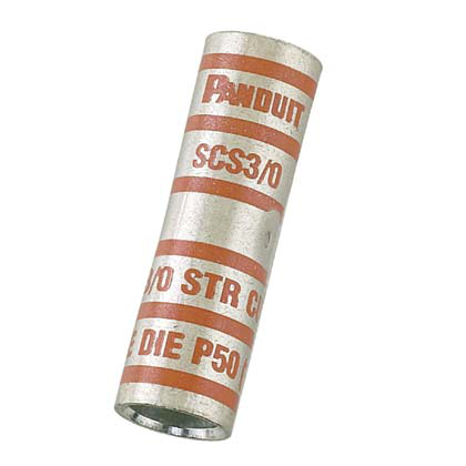 Copper butt splice, standard barrel, 500 kcmil cable.