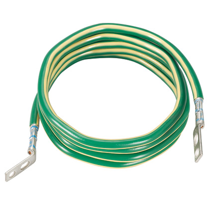 One 168 length #6 AWG green wire with yellow horizontal stripe. Jumper is pre-terminated on one end with LCC6-14JAWH-L and the other end with LCC6-14JAW-L.