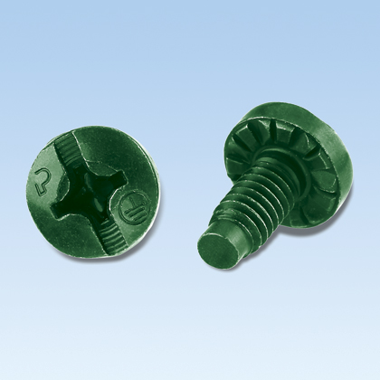 Four pack, green, thread-forming bonding screw, M5 x 15mm.
