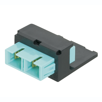 Mini-Com® SC APC Fiber Adapter Module, Simplex, Singlemode, Aqua