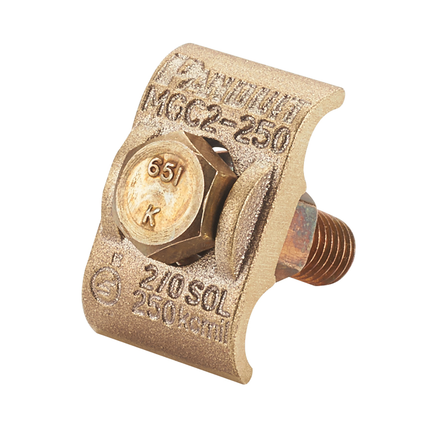 Product image for Panduit MGC2-250-X Mechanical Ground Connectors, 2 Copper Cables-1/4" Thick Bar, PK10