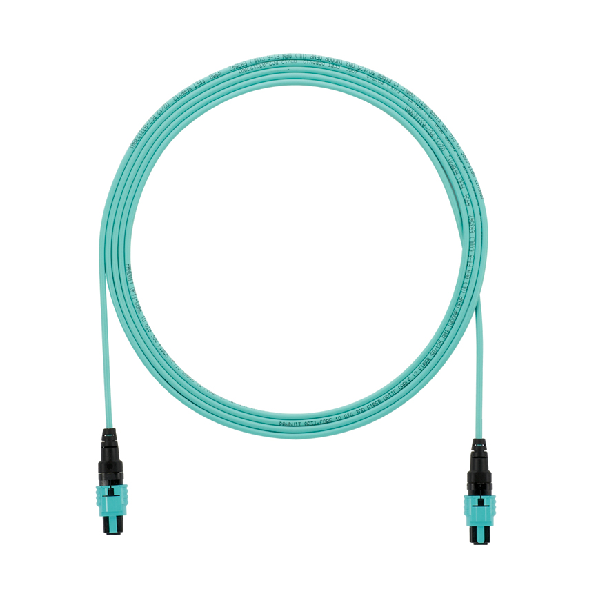 Product image for Panduit FZTRP7N7NANF134 12 fiber OM4 interconnect cable assembly, plenum (OFNP) rated, PanMPO female to PanMPO female Method A Std IL