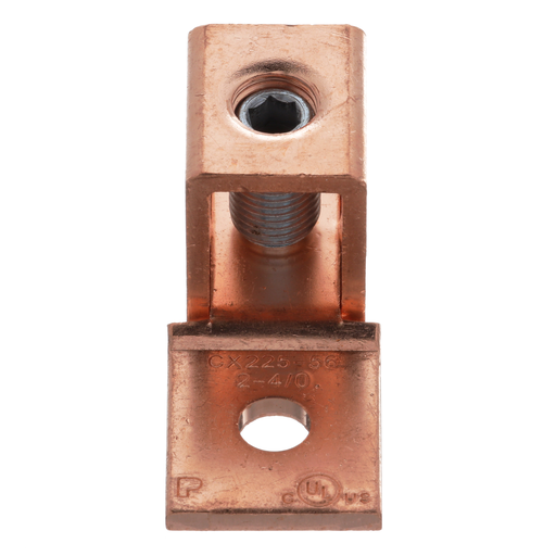Product image for Panduit CX255-56HKR-Q Copper Mechanical Lug, 1Hole, 1Barell, Fixed Tongue, #2, PK25