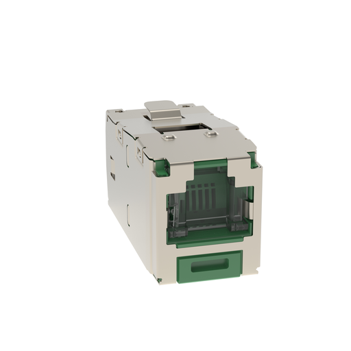 Mini-Com® STP RJ45 Cat 6A Shuttered TG Jack Module, Green