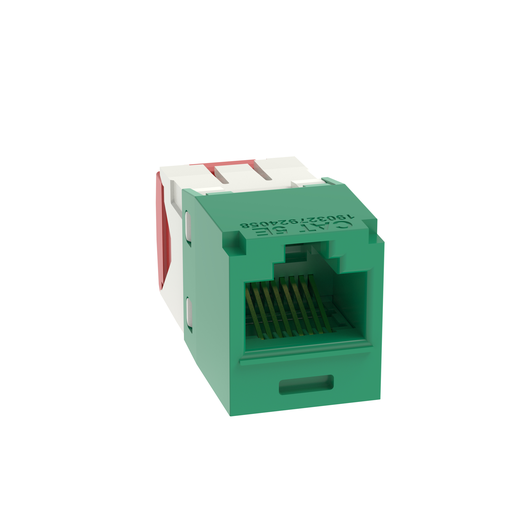 Mini-Com® UTP RJ45 Cat 5e TG Jack Module, Green, 24 Pack