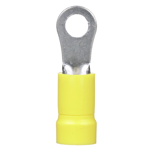 Pan-Term® PV10-8R-L Ring Terminal, Yellow, Vinyl, 10-12 AWG, PK50