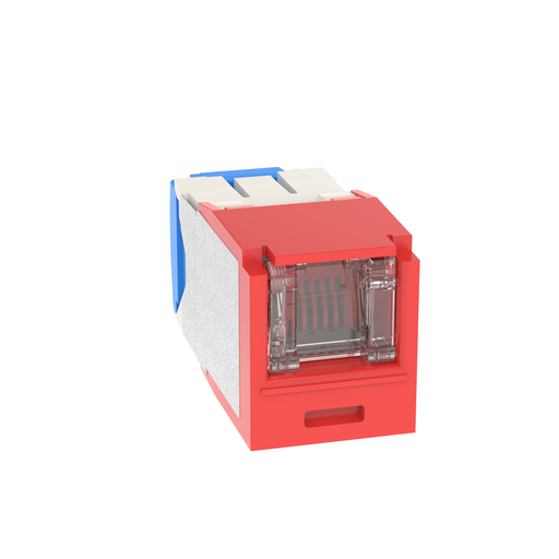 Mini-Com® UTP RJ45 Cat 6A Shuttered TG Jack Module, Red