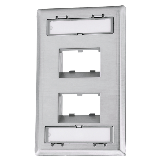 Mini-Com®, Stainless Steel, Recessed, 4 port, Faceplate