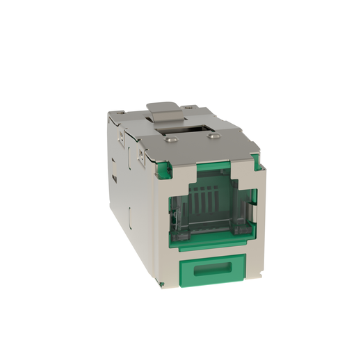 Mini-Com® STP RJ45 Cat 6 Shuttered TG Jack Module, Green