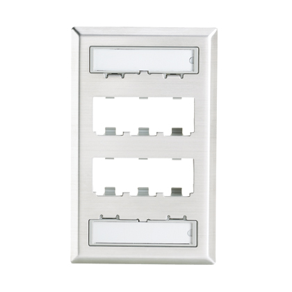 Mini-Com®, Stainless Steel, Faceplate, with label 6 port