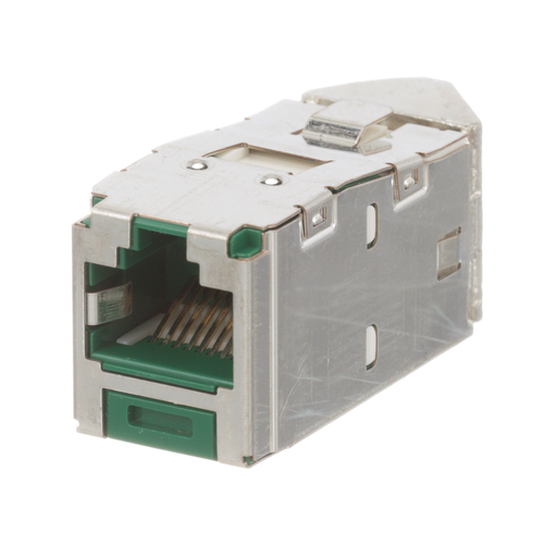 Mini-Com® STP RJ45 Cat 6A Left/Right TG Jack Module, Green