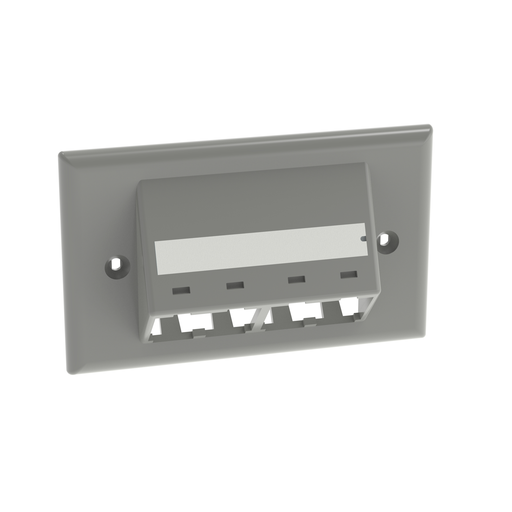 Mini-Com®, Horizontal Sloped,Faceplate, 4 port,International Gray