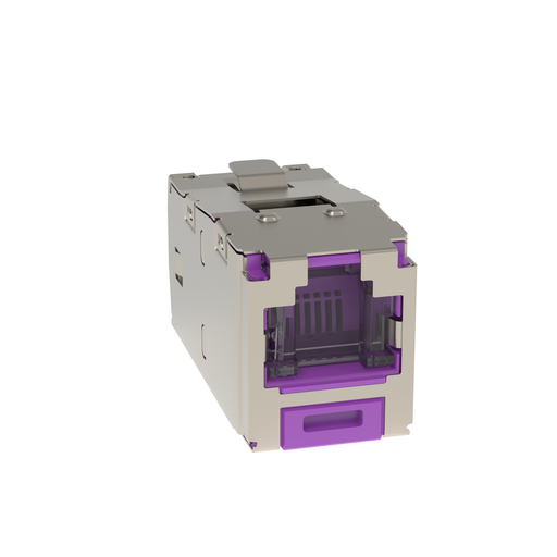 Mini-Com® STP RJ45 Cat 6 Shuttered TG Jack Module, Violet