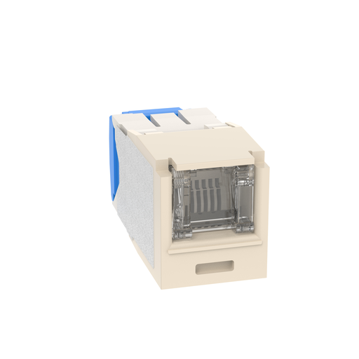 Mini-Com® UTP RJ45 Cat 6A Shuttered TG Jack Module, Electric Ivory