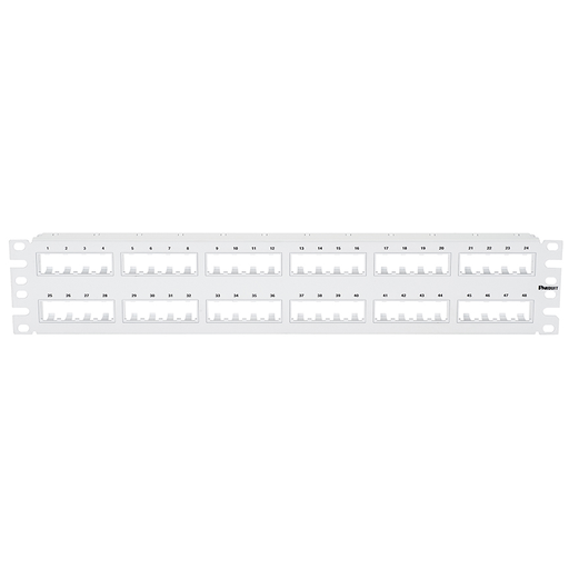 Mini-Com®, Flat,Unshielded, Patch Panel, 48 Port, 2 RU, White