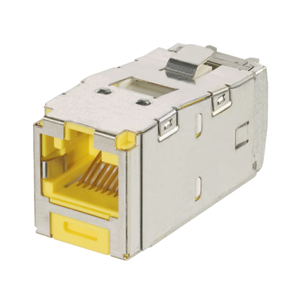 Mini-Com® STP RJ45 Cat 6A Keyed TG Jack Module, Yellow