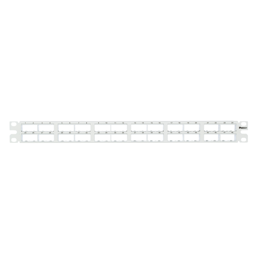 Mini-Com®, Flat,Shielded, Patch Panel, 48 Port, 1 RU, White