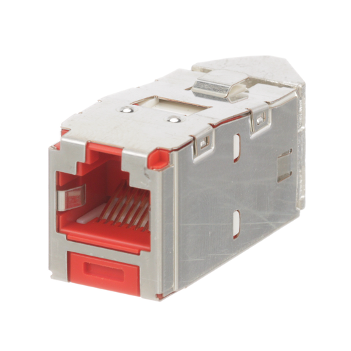 Mini-Com® STP RJ45 Cat 6 Left/Right TG Jack Module, Red