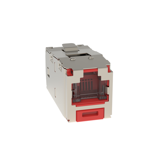 Mini-Com® STP RJ45 Cat 6A Shuttered TG Jack Module, Red