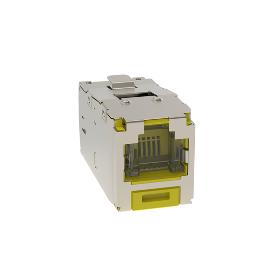Mini-Com® STP RJ45 Cat 6A Shuttered TG Jack Module, Yellow