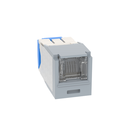Mini-Com® UTP RJ45 Cat 6A Shuttered TG Jack Module, Int'l Gray