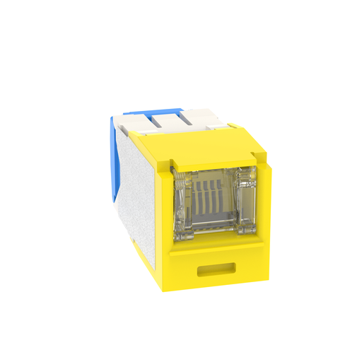 Mini-Com® UTP RJ45 Cat 6A Shuttered TG Jack Module, Yellow