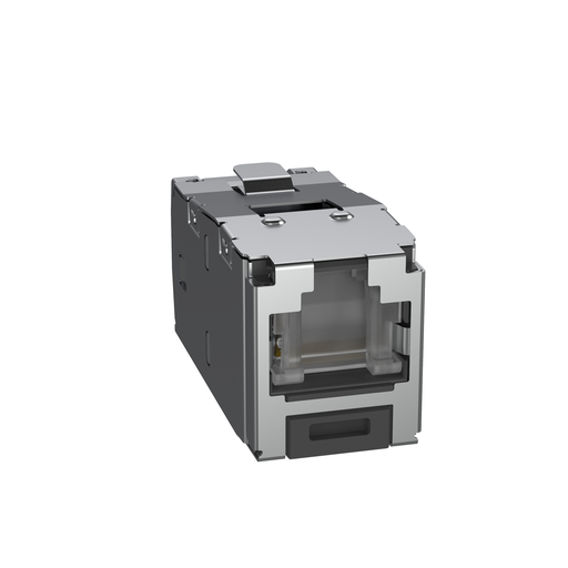 Shielded RJ45 Cat 6A Shuttered Jack Module, BL