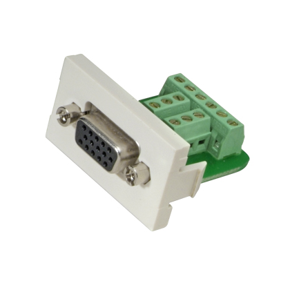 Pan-Net® VGA 1/3 Insert, 15 Pin DB, Circuit Board Mount, Black