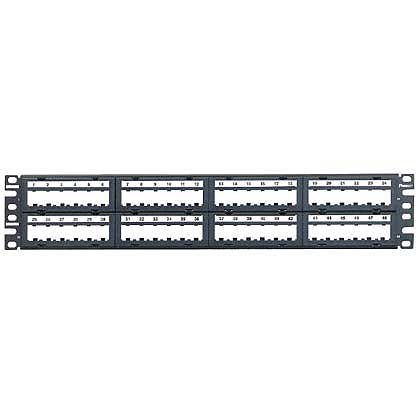 Mini-Com®, Flat,Unshielded, Patch Panel, 48 Port, 2 RU, Black