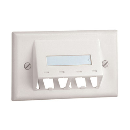 Mini-Com®, Horizontal, Classic, Sloped, Faceplate, 4 port, Off White
