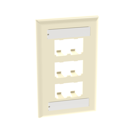 Mini-Com®, Classic, Faceplate, 6 port, Electric Ivory