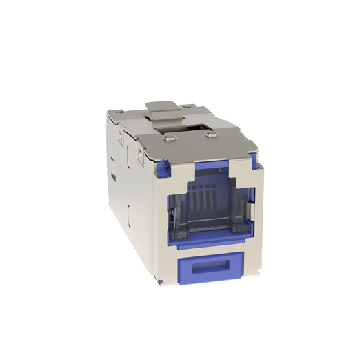 Mini-Com® STP RJ45 Cat 6A Shuttered TG Jack Module, Blue