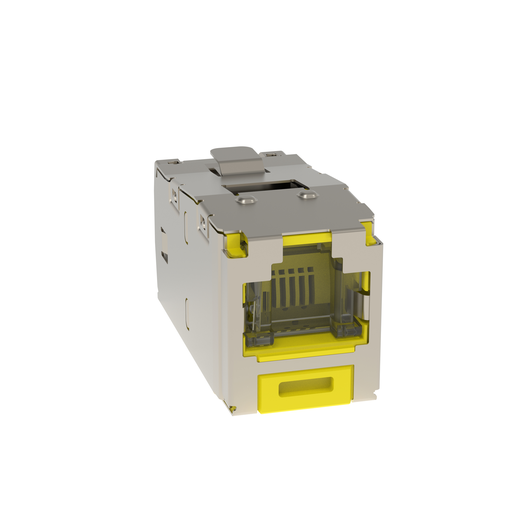 Mini-Com® STP RJ45 Cat 6 Shuttered TG Jack Module, Yellow