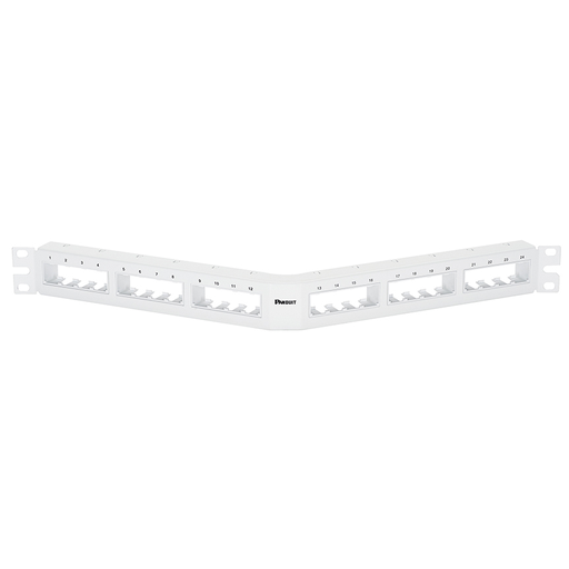 Mini-Com®, Angled,Unshielded, Patch Panel, 24 Port, 1 RU, White
