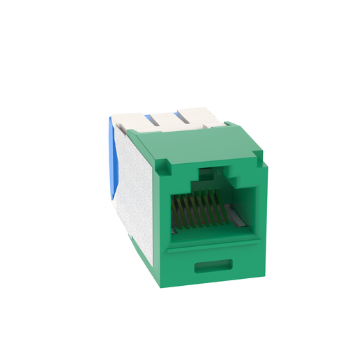 Mini-Com® UTP RJ45 Cat 6A TG Jack Module, Green, 100 Pack