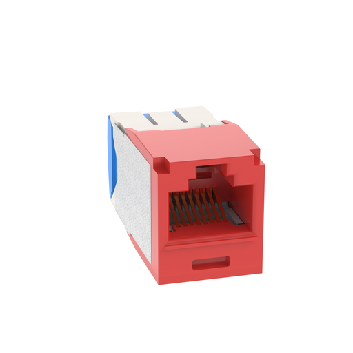 Mini-Com® UTP RJ45 Cat 6A TG Jack Module, Red, 100 Pack
